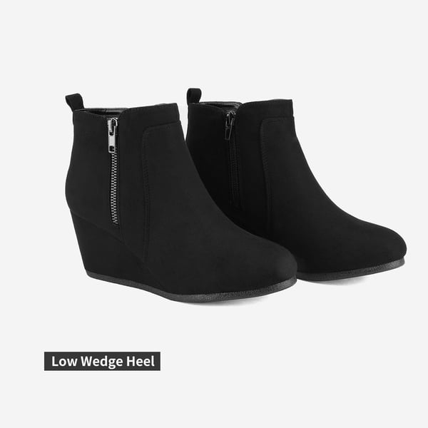 Pointed Toe Suede Wedge Bootie - BLACK SUEDE - 4